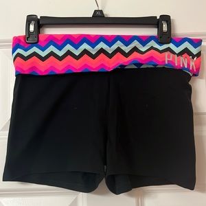 PINK Victoria’s Secret fold-over yoga/bike shorts, black, size M
